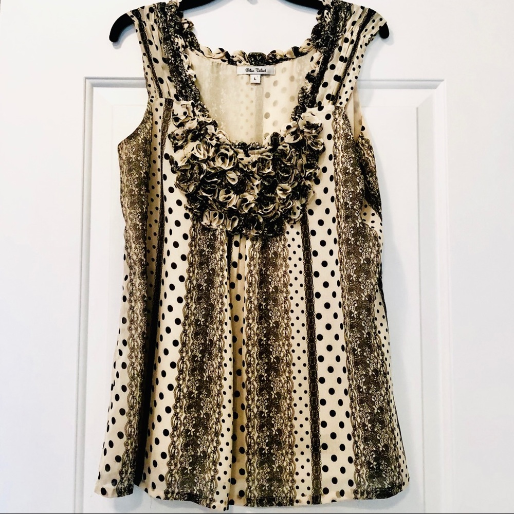 Worn 1x Blue Velvet Crepe Flowy Top